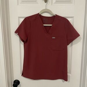 Figs Maroon Technical Scrub Top and Pants